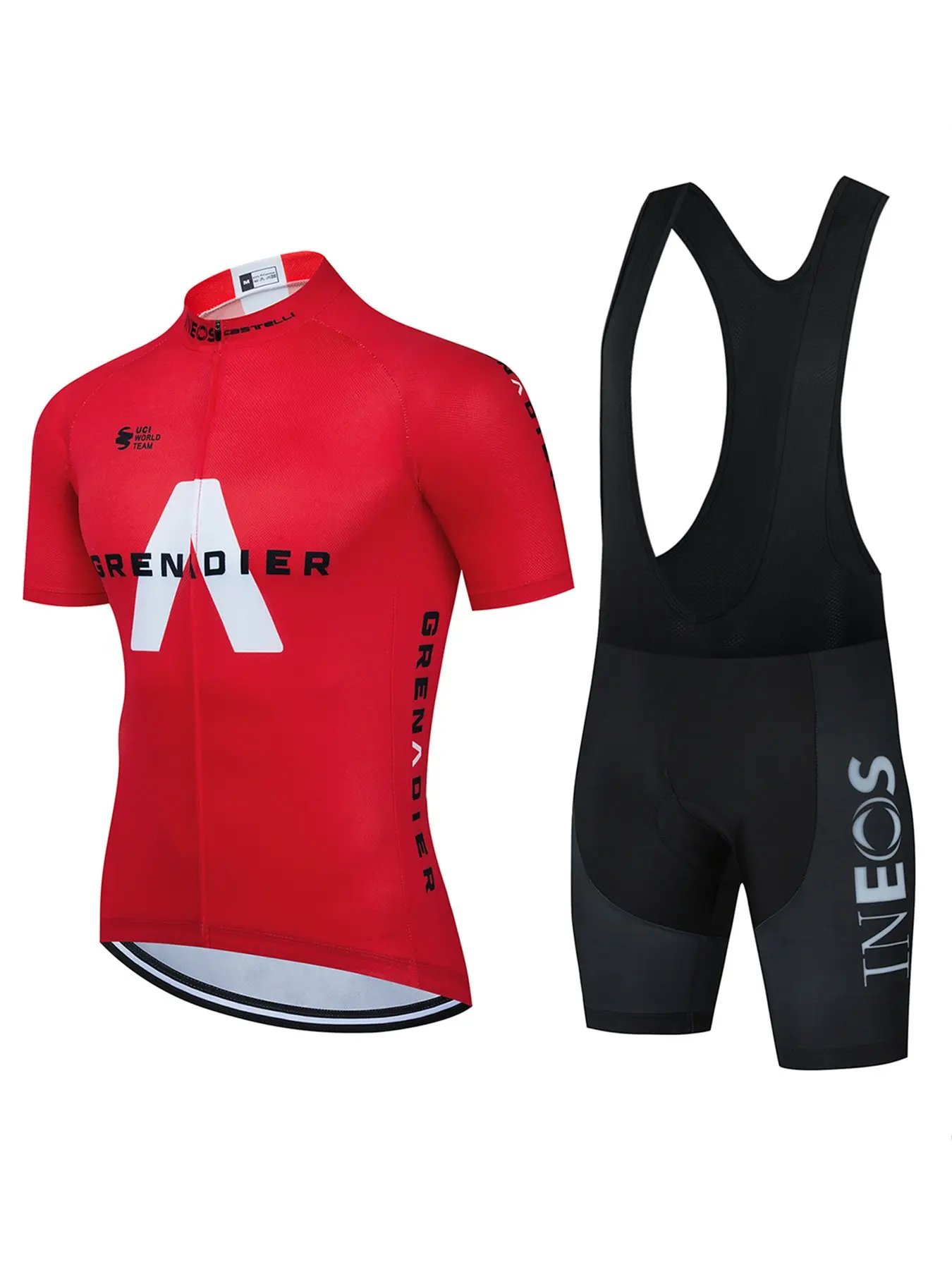 Giro D'italia Men's Cycling Short Sleeve Set, Breathable Sportswear, Sports Clothing, Road Bike Shirt, Three Back Pockets, Round Neck, All Seasons