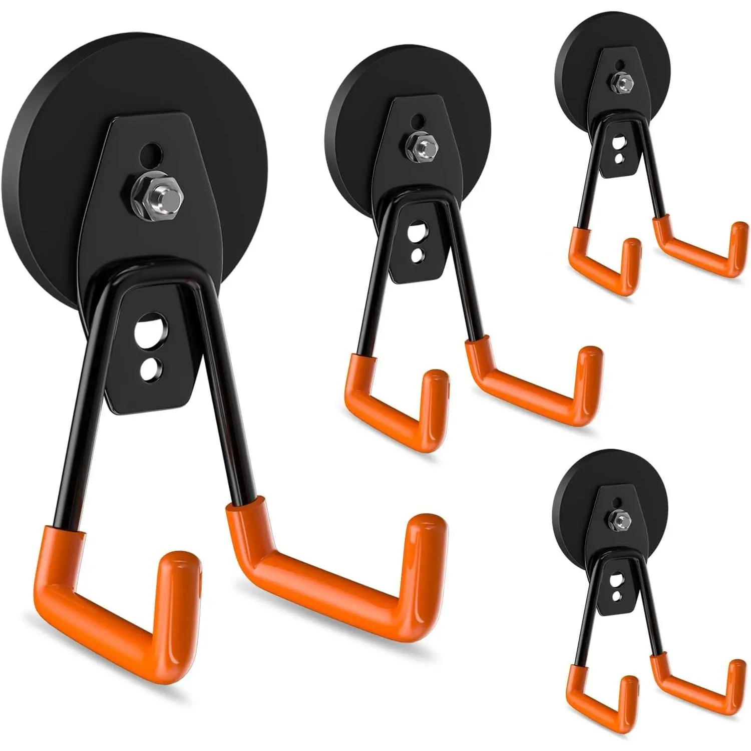 Strong Magnetic Hooks Heavy Duty 4 Pack Rare Earth Magnet Garage Utility Storage Hooks for Hanging Ladder, Power Tool, Toolbox, Shovel, Broom, Extension CordGift