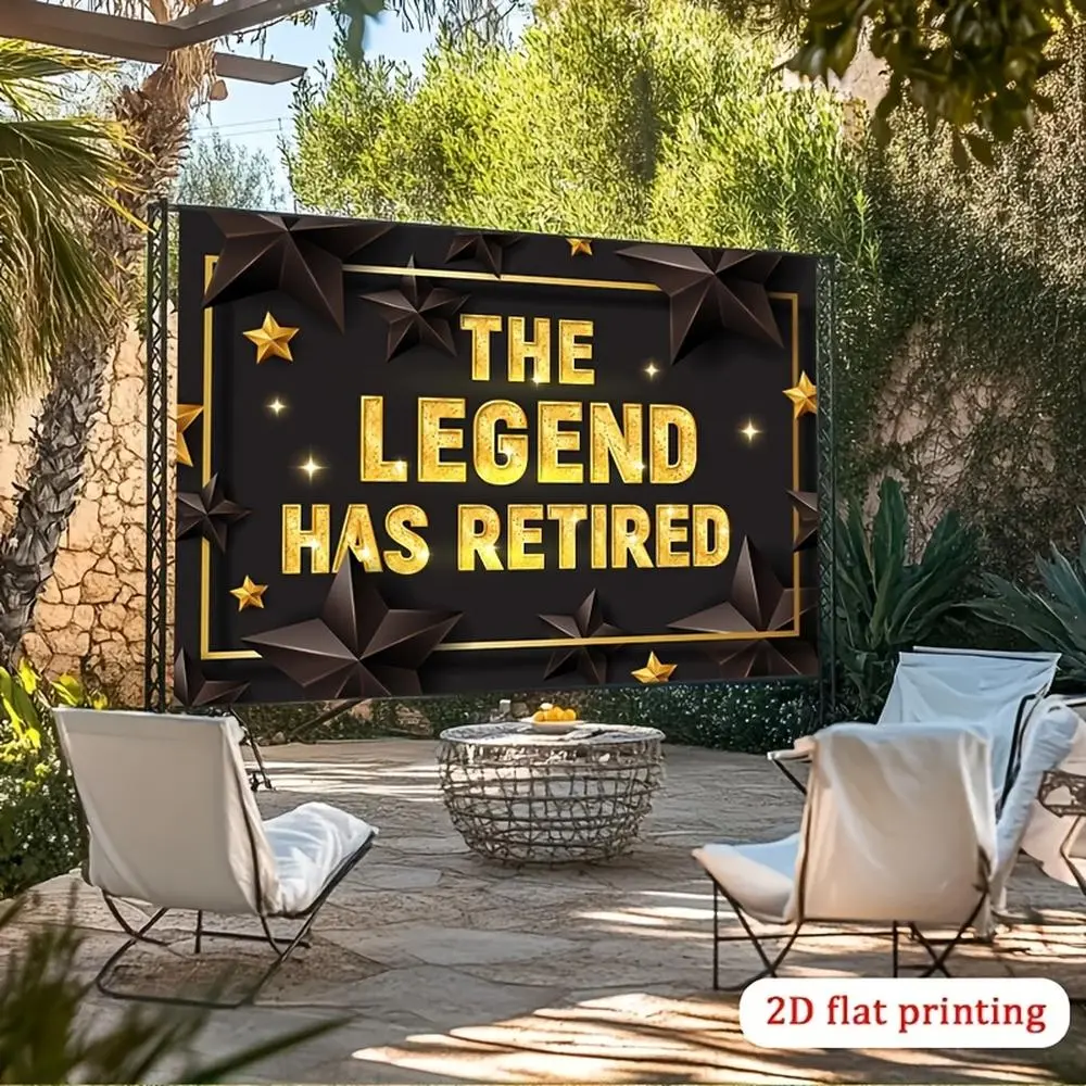 1pc Durable Soft Luxury Golden Glam Polyester Party Backdrop - 2D Flat Banner, Legend Has Retired Theme, for Farm, Home, Club Decor, No Electricity Required, Housewarming