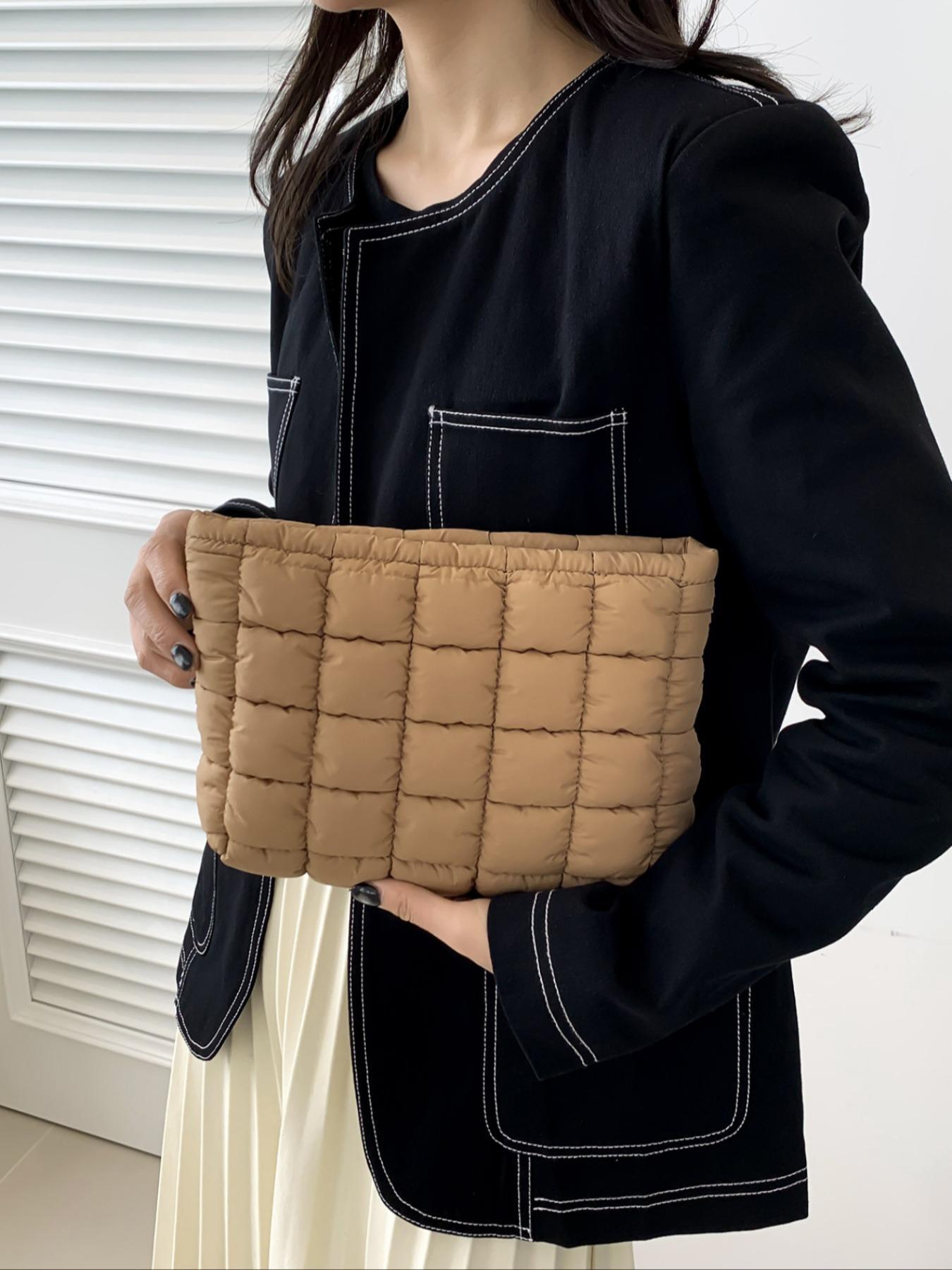 Large Capacity Quilted Design Clutch, Travel Storage Bag With Zipper, Perfect Christmas Gift Idea, Quilted Purse