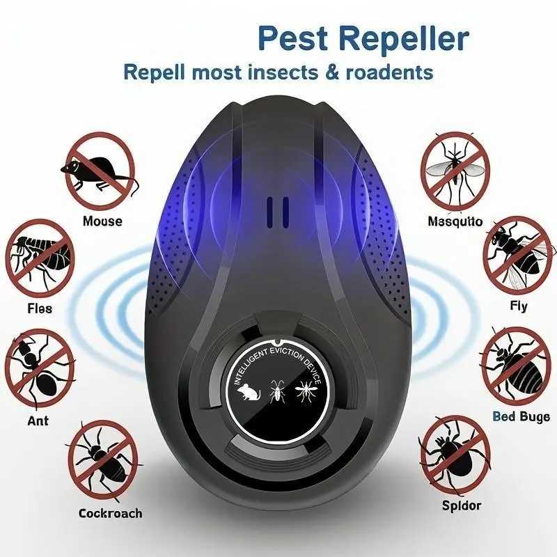 Ultrasonic Electronic Pest Repeller, Effective Mosquito Control, Ideal for Home, Office, Warehouse, Bedroom, Silent Operation
