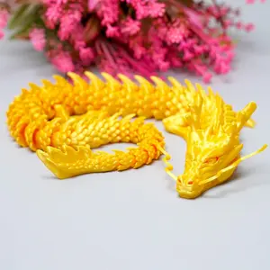 17.8inch 3D Printed Dragon Model,Flexible Realistic Articulated Animal Fidget Toys,Mystery Figurines Gifts Easter,Executive Desk Funny Décor and Festival Collectible