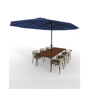 13ft Double-Sided Patio Umbrella, UV99% Protection, Fade-Resistant Outdoor Market Umbrella with Crank Handle, Alloy Steel Frame for Pool, Garden, Backyard (No Base Included)