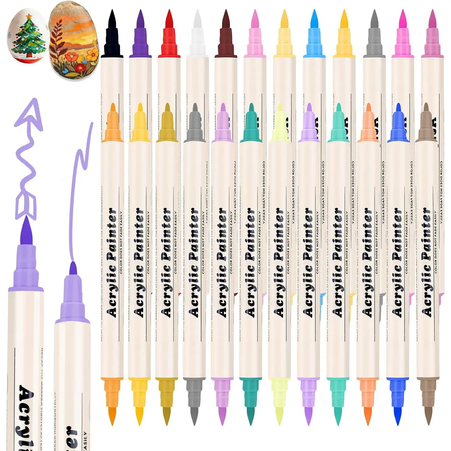 24-Color Felt Fine-Tip Water-Based Quick-Dry Markers Set, Office Stationery Craft Supplies for Crafts & DIY Art