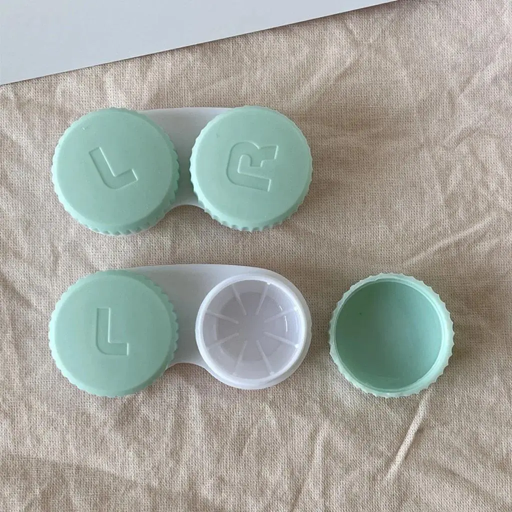 3pc Dual Compartment Lens Case Cream-colored Contact Lenses Storage Container Rotating Contact Lens Box Stylish Contact Lens Case