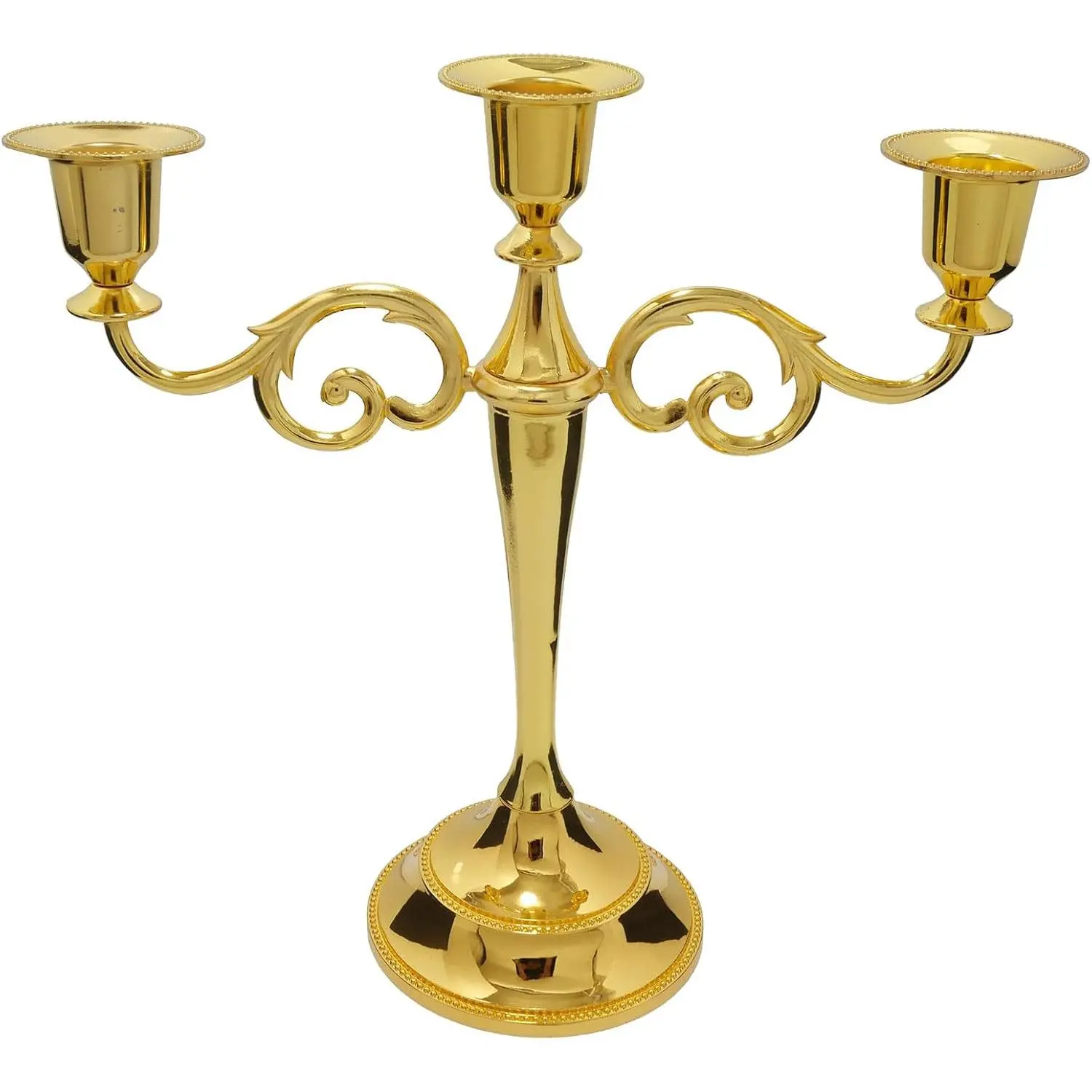 3-Arm Metal Candelabra Candle Holder Table Centerpiece,  | Classic 3-Arm Metal Candelabra,  Finish. Romantic Taper Candlestick Centerpiece for Wedding, Holiday, Dinner