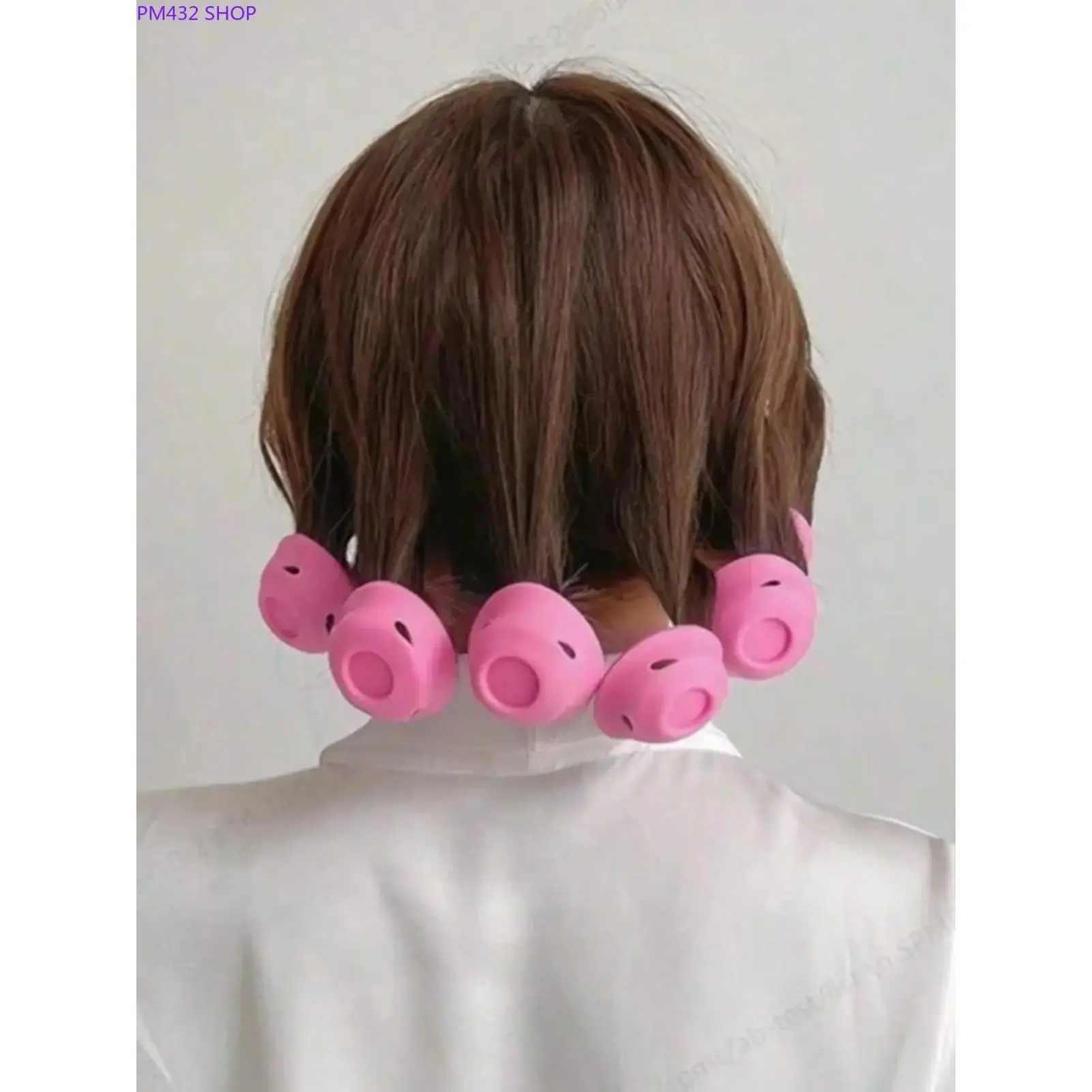 10PCS Pink Silicone Heatless Hair Curlers Set, No Heat Damage Overnight Curlers for Natural Waves and Bangs, Suitable for Short to Medium Hair