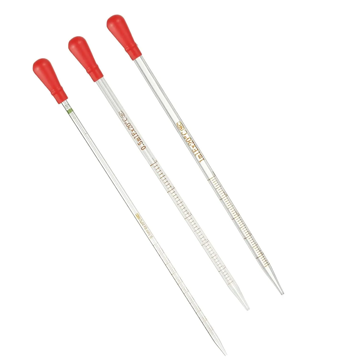 PATIKIL Graduated Dropper Pipettes Kit - 3-Pack Borosilicate Glass Pipettes (0.1ml, 0.5ml, 1ml) with Rubber Bulb for Liquid Transfer, Lab & Chemistry Use