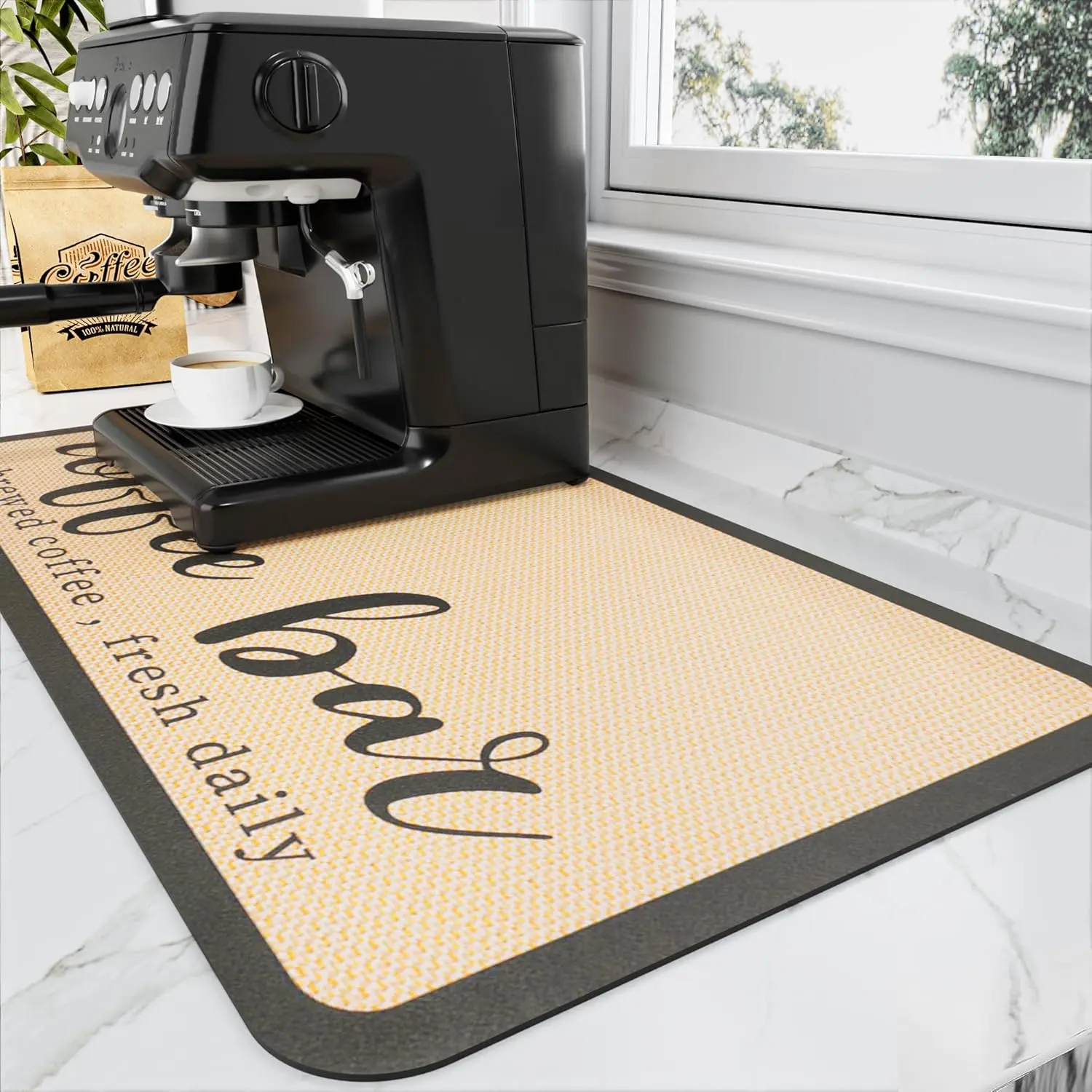 Coffee Mat - Absorbent Hide Stain Rubber Backed Dish Drying Mat  Kitchen Counter - Bar Mats  Countertops Accessories  Under Coffee Maker Espresso Machine