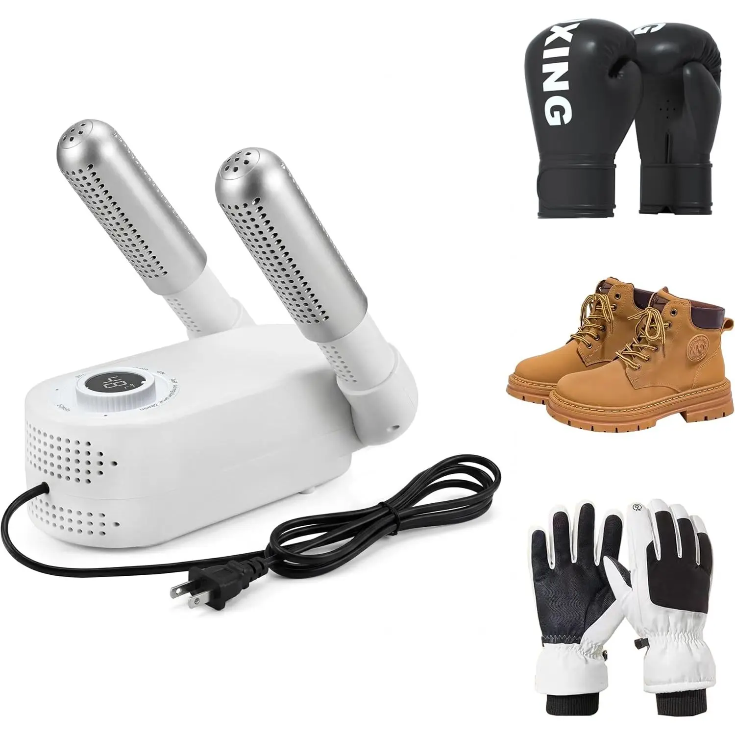Electric Boxing Glove Dryer & Boot Warmer, Portable Shoe Dryer with Heat Blower & UV Deodorizer – Foldable, Constant 118.4°F, 2H Timer for Boots, Sneakers, Ski Boots, Gloves, Socks & Hats