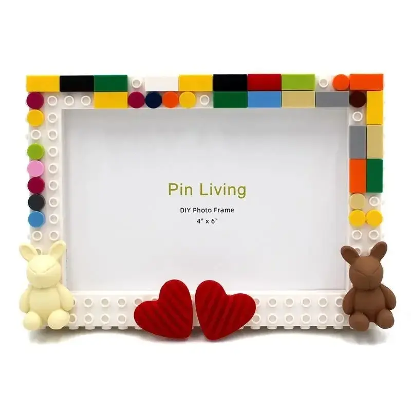 Valentine's Day DIY Photo Frame, Creative Handmade Building Block Design, Home Desktop Decor, Festival Gift, Girls Bedroom Furniture, Crafts, Cute Picture Frames