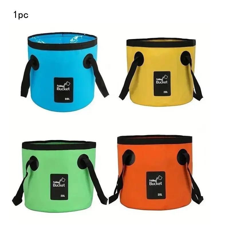 🪣 Easy-Carry Folding Design Water Bucket｜20L PVC Material Collapsible Bucket for Camping, Fishing, Gardening, Road Trips, Versatile Use