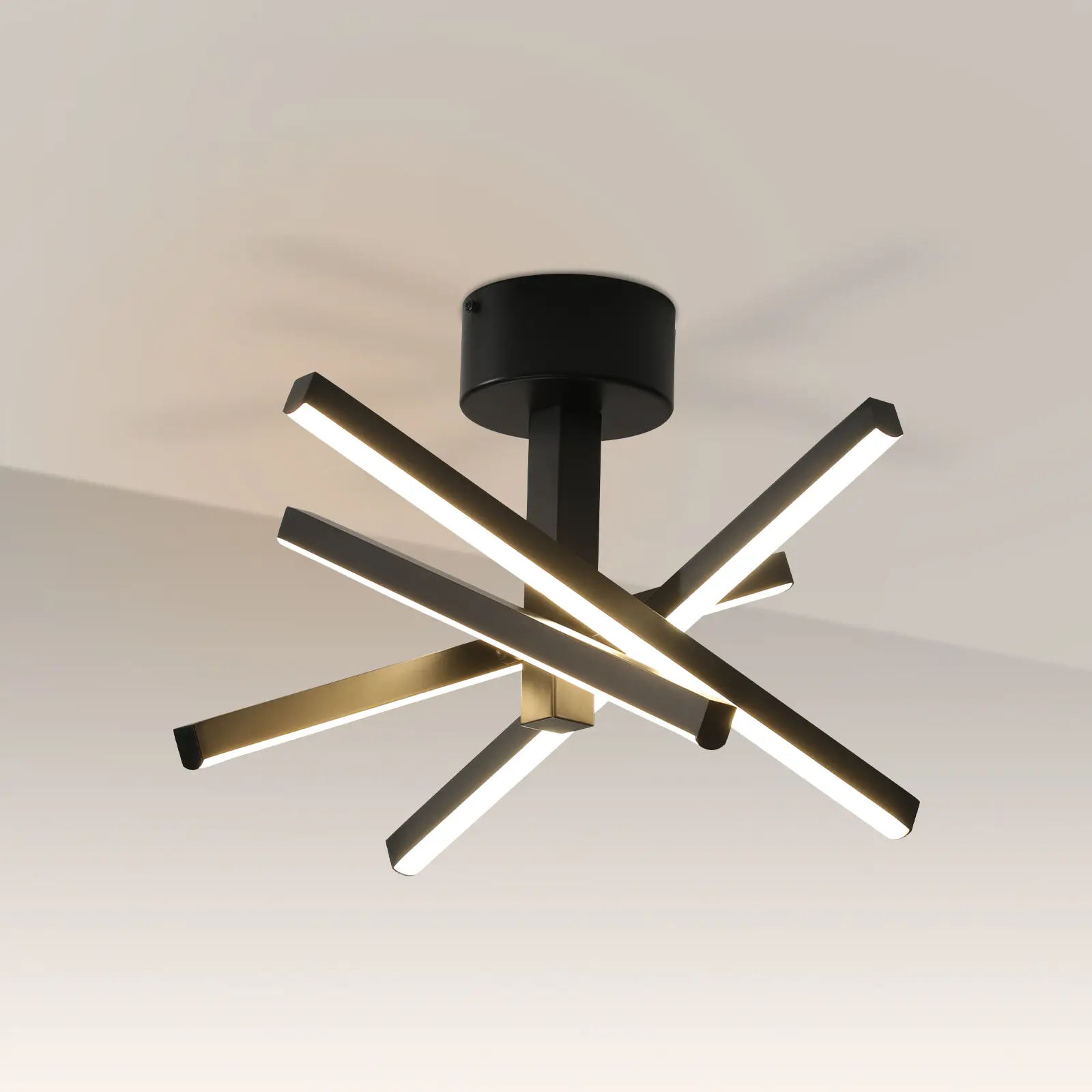 Modern LED Ceiling Light, Black Geometric Starburst Flush Mount Fixture, 12 Inch Bedroom Living Room Ceiling Lamp, 3 Color Adjustable Lighting motion sensor Coastal Gold Shell Chandelier