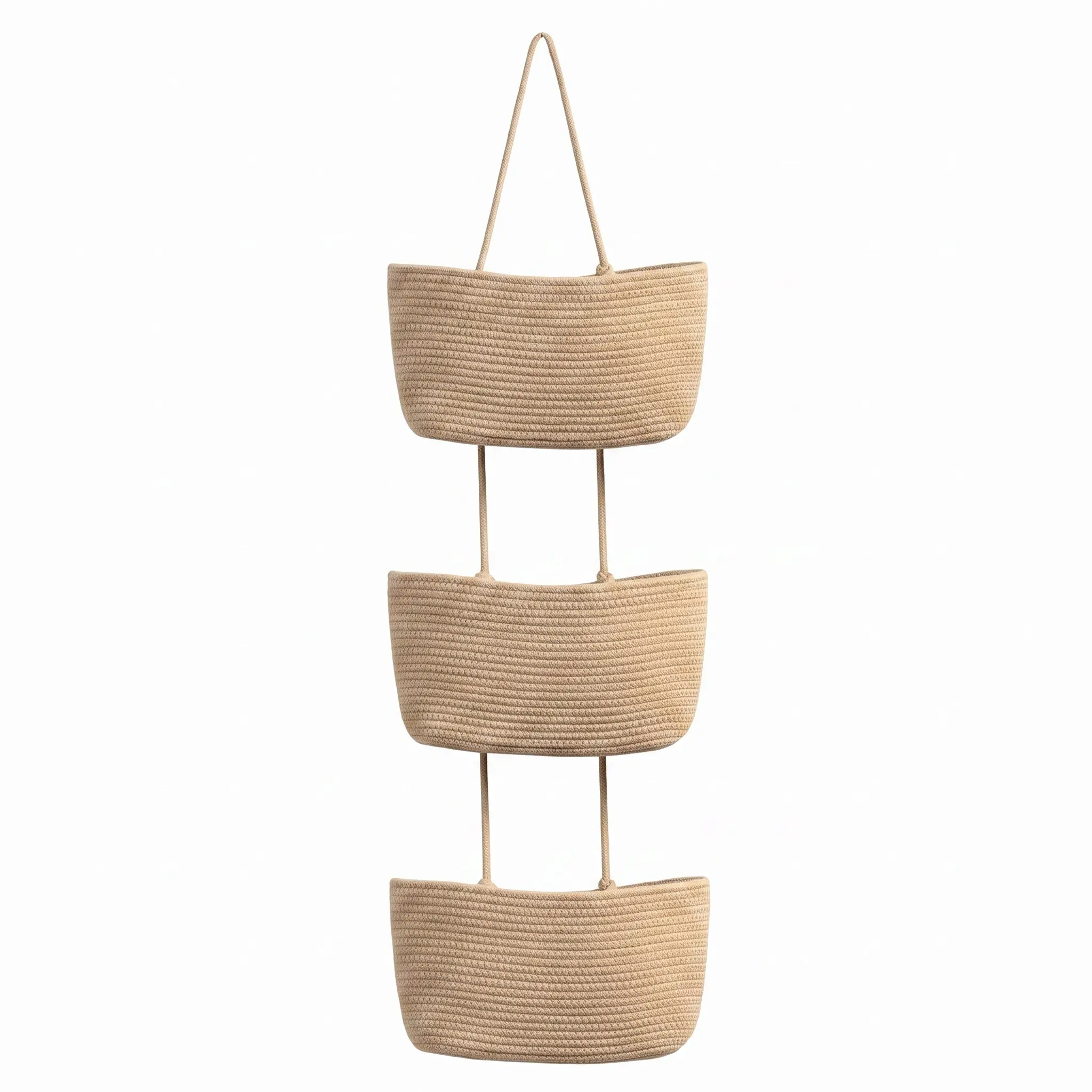 Woven Cotton 3-Tier Over-The-Door Hangable Storage Baskets - Multifunctional Organizing Home Organizer, Decorative Bathroom Organizer, Apartment Accessories for Beauty Essentials(11in)-YY2
