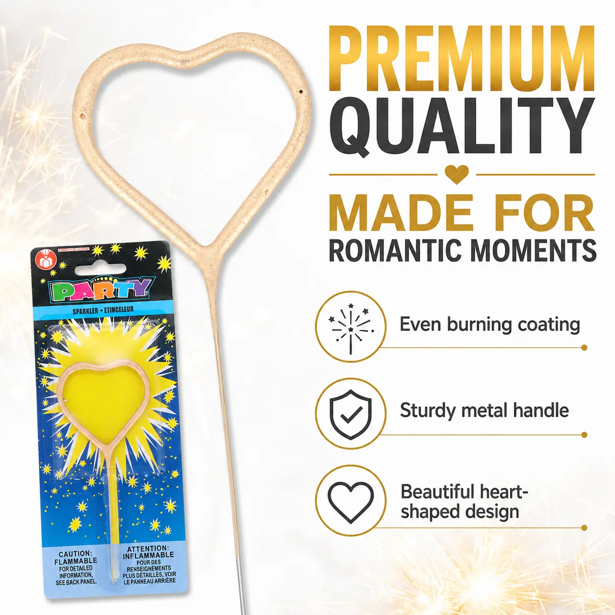 Heart-Shaped Sparkler Candles, Romantic Cake Topper Decoration for Birthday, Wedding Photo & Home Decor Supplies