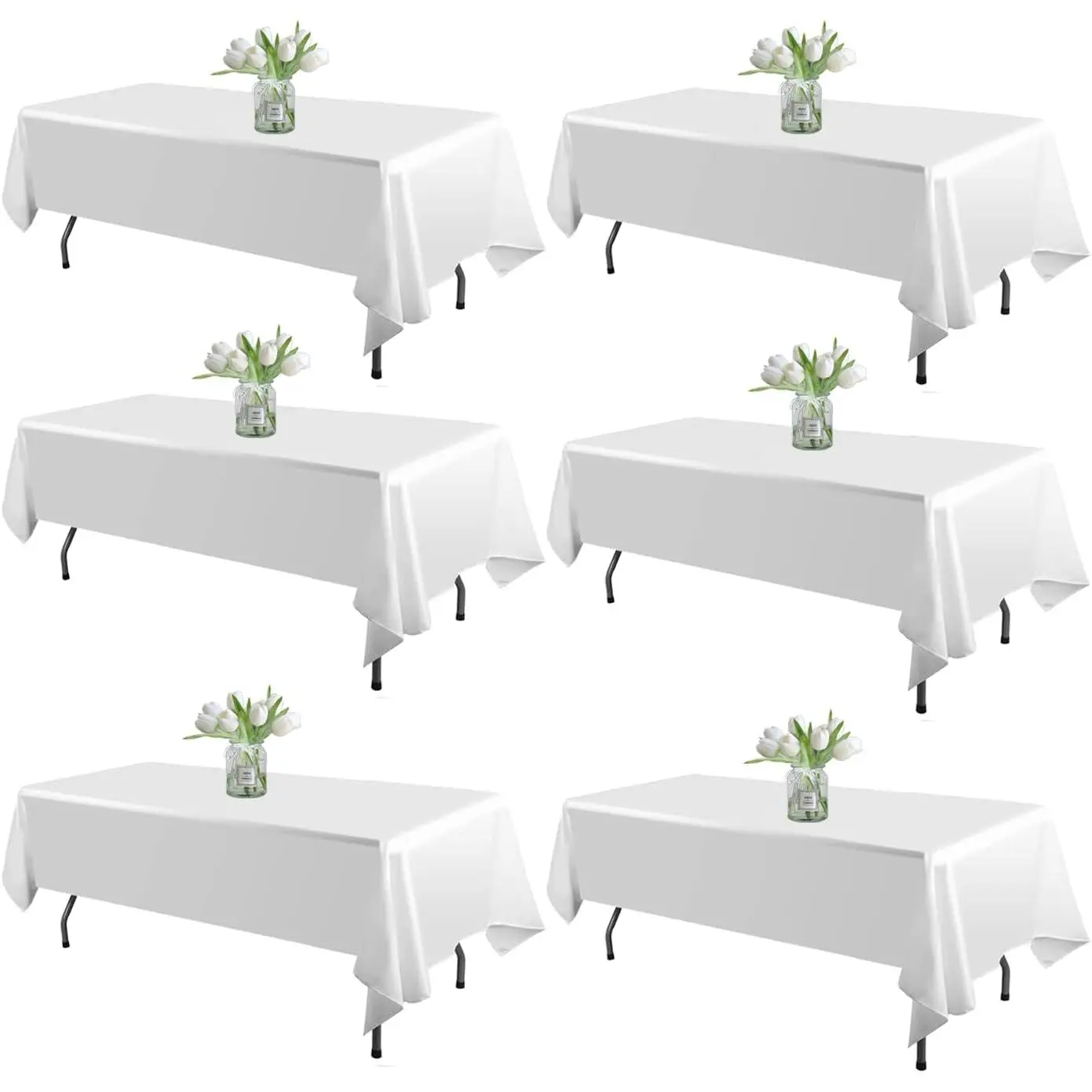 6 Pack White Table Cloth Rectangle Tablecloths 60X102 Inch,Polyester Table Cloth for 6 Foot Rectangle Tables,Wrinkle Resistant Washable Fabric Table Covers for Party,Wedding Banquet