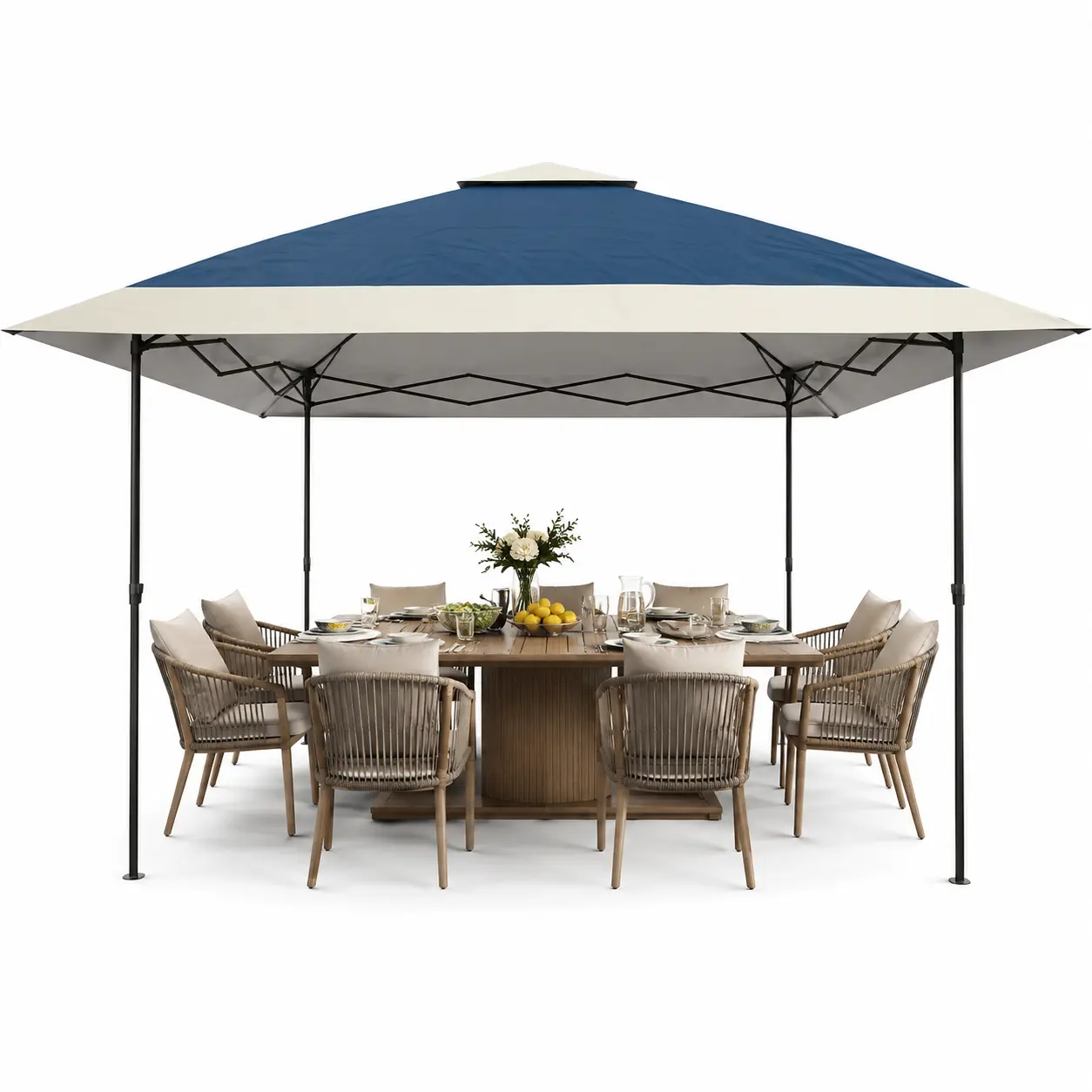 13x13 FT Pop-Up Canopy Tent, Outdoor Waterproof Patio Gazebo Shelter with 210D Oxford Top, UPF 50+ Sun Shade, Ventilated Double Roof, Heavy Duty Steel Frame, 3 Adjustable Heights, Fits 8-10 People, Portable Tent for Backyard, Party, BBQ & Wedding