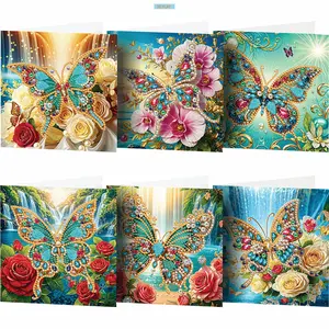 2D FLAT6PCS DIY Diamond Painting Greeting Card Set Rhinestone Diamond Art Mosaic Postcards Diamond Art Greeting Cards for Birthdays Thanksgiving & Special OccasionSpark Your Inner Artist: DIY Diamond Painting Kits for Creative Joy & Stunning Art!
