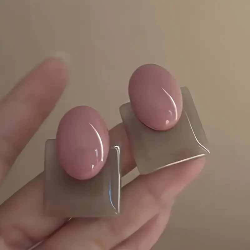Vintage Rose Pink Wall Cavity Design Resin Square Earrings - Elegant And High-End, Ideal for Daily Wear Or Gifting, All Seasons Compatible, Quirky Earrings, Zinc Alloy, Daily Wear Earrings | Vintage Wall Cavity Design | Durable Earrings