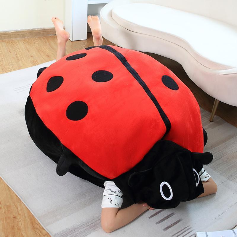 Hot Sale Interesting Wearable Ladybug Shell Funny Party Cosplay Doll Stuffed Soft Plush Sleeping Pillow Bed Cushion Game Gift