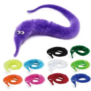 Fuzzy Magic Worm Trick Toys For Kids Wiggly Twisty Worm On a Invisible String Carnival Party Favors Children Magic PropsAlleviate children's anxietySensory stress relief