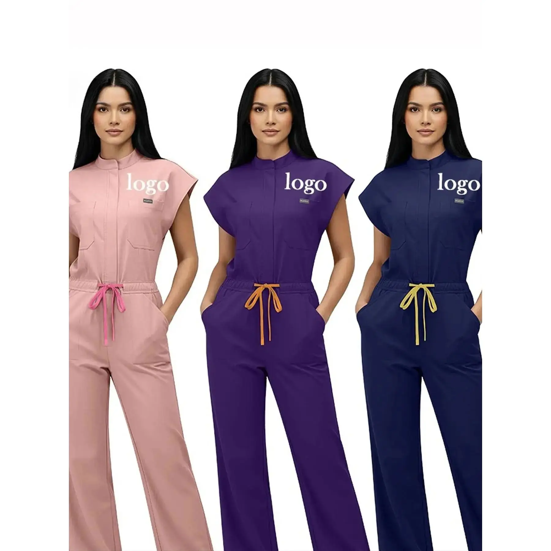Scrub Clothing for Women Anti Wrinkle Nursing Scrub Doctor Nurse Work Clothes Jumpsuit Printing Embroidering Logos