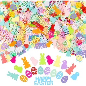 1500 count Easter Confetti  Egg Chicken Shape Glitter Metallic Foil Table Scatters Confetti for DIY Party Decorations (1.6oz)