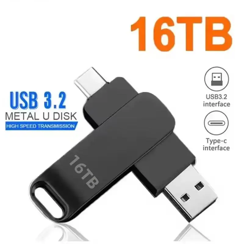 Flash Drive USB 3.2 High Speed Metal U Disk Type-C Memory Stick Waterproof Storage PC Phone Data Transfer New 2026 adapter