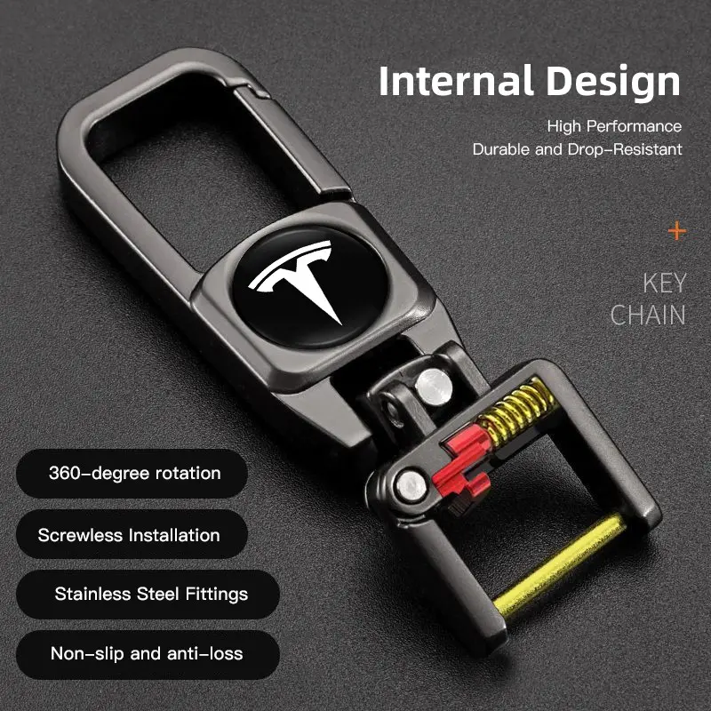 1Pcs Stainless Steel Car Keychain 3D Decoration Keyring Accessories For Tesla Model 3 Model S Model X Model Y Cybertruck Roadster SpaceX