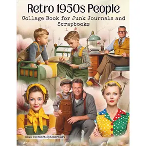 People Retro Ephemera Book for Junk Journals: 190+  Cut & Collage  of 1950s Women, Men,  & Couples for Scrapbooking, Paper Crafts,  Media & ATCs - Paperback