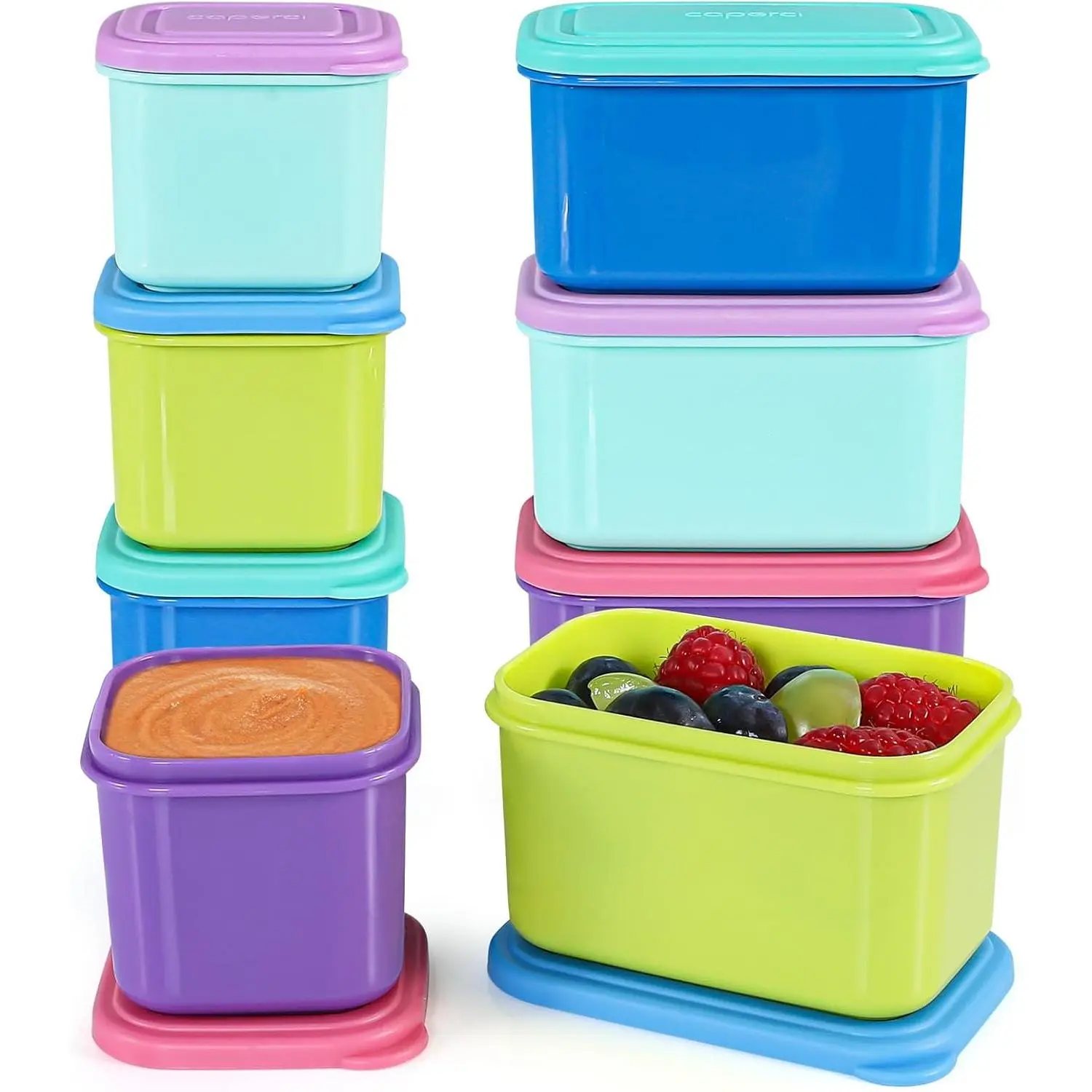 Small  Containers with  Set of 8, 4 count 3oz & 4 count 5oz Leakproof Stackable Storage Containers for Snacks/Condiment/Sauce,  Salad Dressing Container to Go