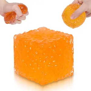 Frosted Honeycomb Ice Cube Squishy Toy, 5cm Stress Relief Cube, Soft Sensory Fidget Toy for Anxiety and Focus for Kids Youth Adults, Portable Squishy Ball (Orange)fidget toys