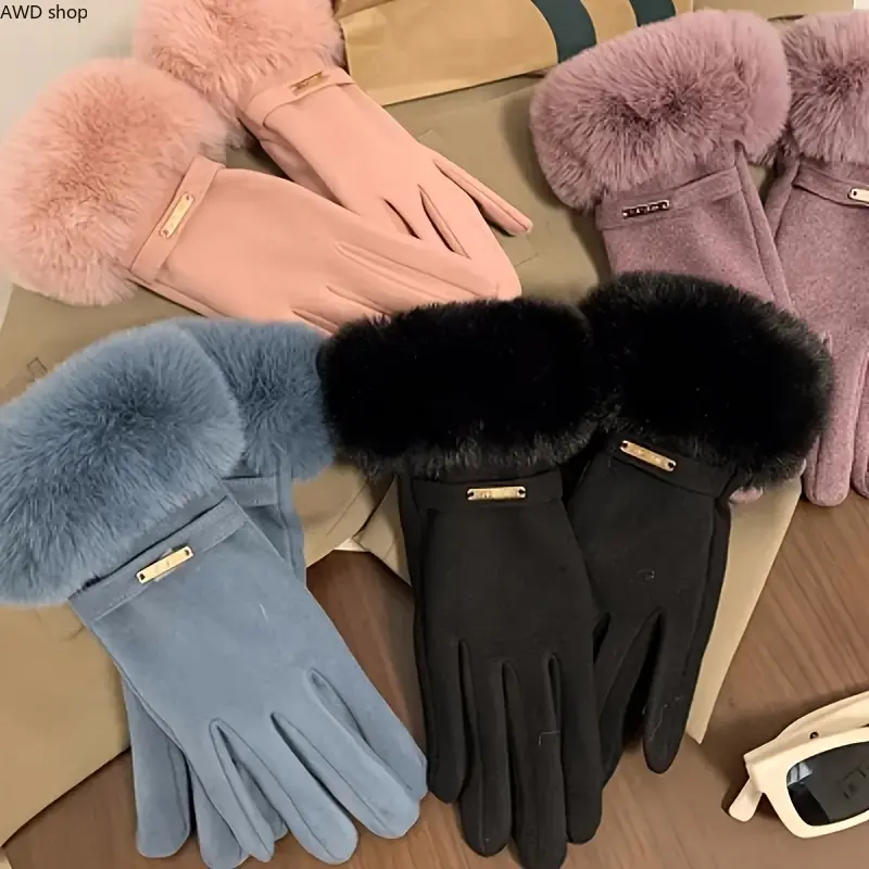 Women Winter Gloves, Cold‑Weather Riding‑Driving Handwear Touch‑Screen Functional Gloves, Thick‑Padded Wind‑Resistant Warm Touch‑Screen‑Compatible Winter Gloves, Comfort‑Fit Practical Handwear, For Motorcycle Riding, Car Driving & Outdoor Cold‑Weather Dai