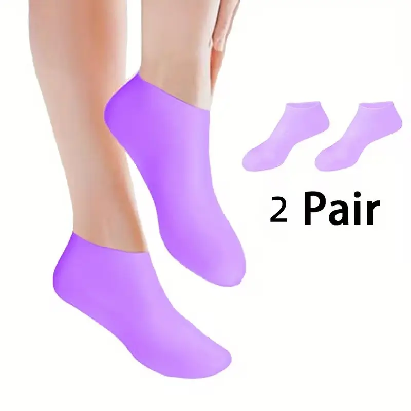 2 Pairs Silicone Foot Care Socks for Women, Intensive Foot Care, Moisturizing Anti-Crack Heel Socks, Ideal for Dry Cracked Skin, Exfoliating Footwear