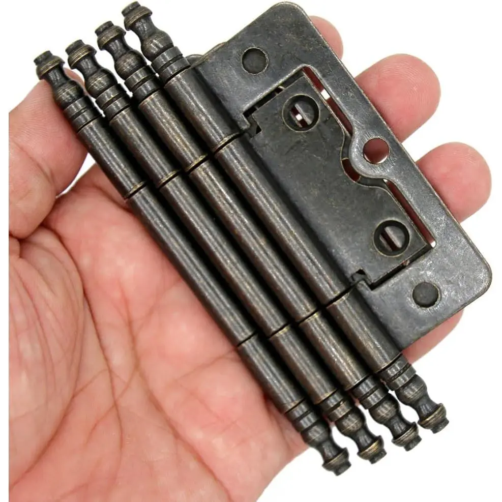 4 count Antique Bronze Flap Hinges with Lengthened Axis -  Style Hinges for Door Wooden Chest Cabinet - Plate Length of 3" (76 mm), Large Size
