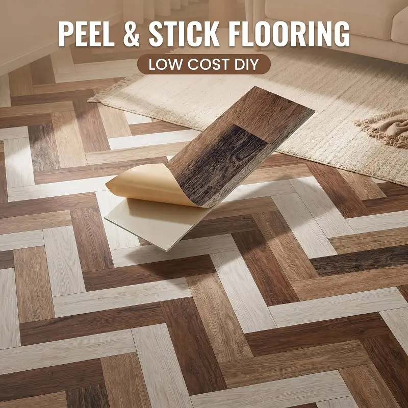 Peel & Stick Wood Vinyl Flooring Planks, No Glue Residue, Waterproof, Moisture Proof Floor, Self Adhesive, DIY Quick Renovation for Apartments, Bathrooms, Kitchens, Flooring Peel And Stick Waterproof