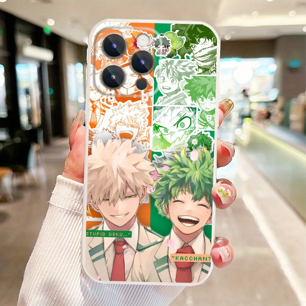 My Hero Academia Midoriya Izuku Deku & Katsuki Bakugo Cartoon Phone Case - Flexible, Shockproof TPU Silicone Soft, Full Coverage Protection, Impact Buffer, Resistance for Various iPhones 17,16,15,14,13,12,11,Pro,Max,Plus
