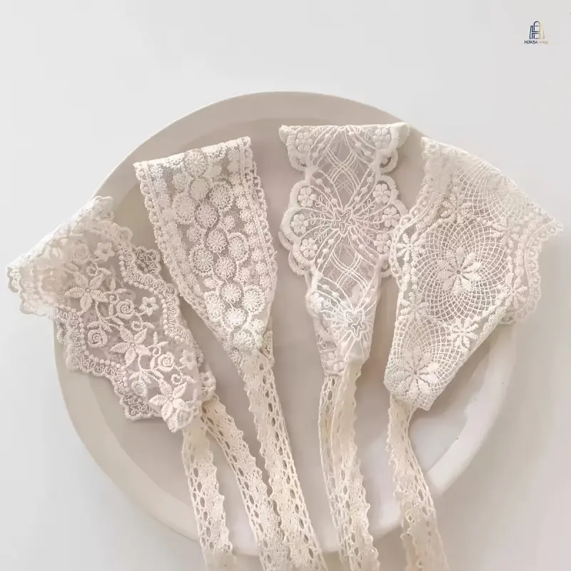 Women's 4-Pcs Lace Weave Headbands Set - Solid Floral Print, Sweet Ruffled Wrap, Elastic Bands, Fashion Hair Accessories for Casual Daily Outfits