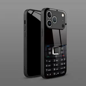 [Magnetic Design]Phone Case: 1 Classic Black Button Phone Design HD Glass Phone Case  for iPhone17/16/15/14/13/1211/Pro/ProMax/Air/Plus/E. Fashionable Protective Case, Premium Luxurious Black summer