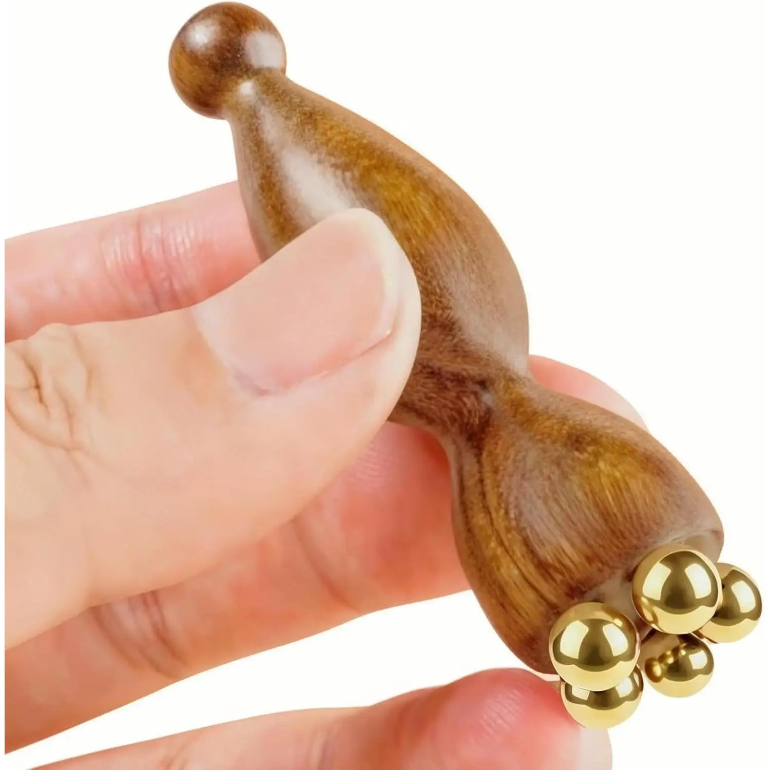 Mini Ice Roller Sandalwood Face Massager| 5 Copper Beads, Skincare