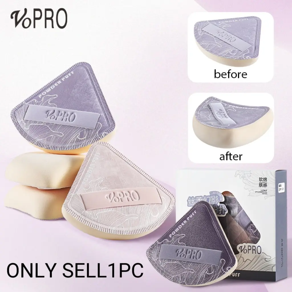 VoPRO Ultra Soft Velvet Flocked Powder Puff Multi Color Reusable Washable Non Absorbent Puff Smooth Airbrushed Finish For Loose Powder