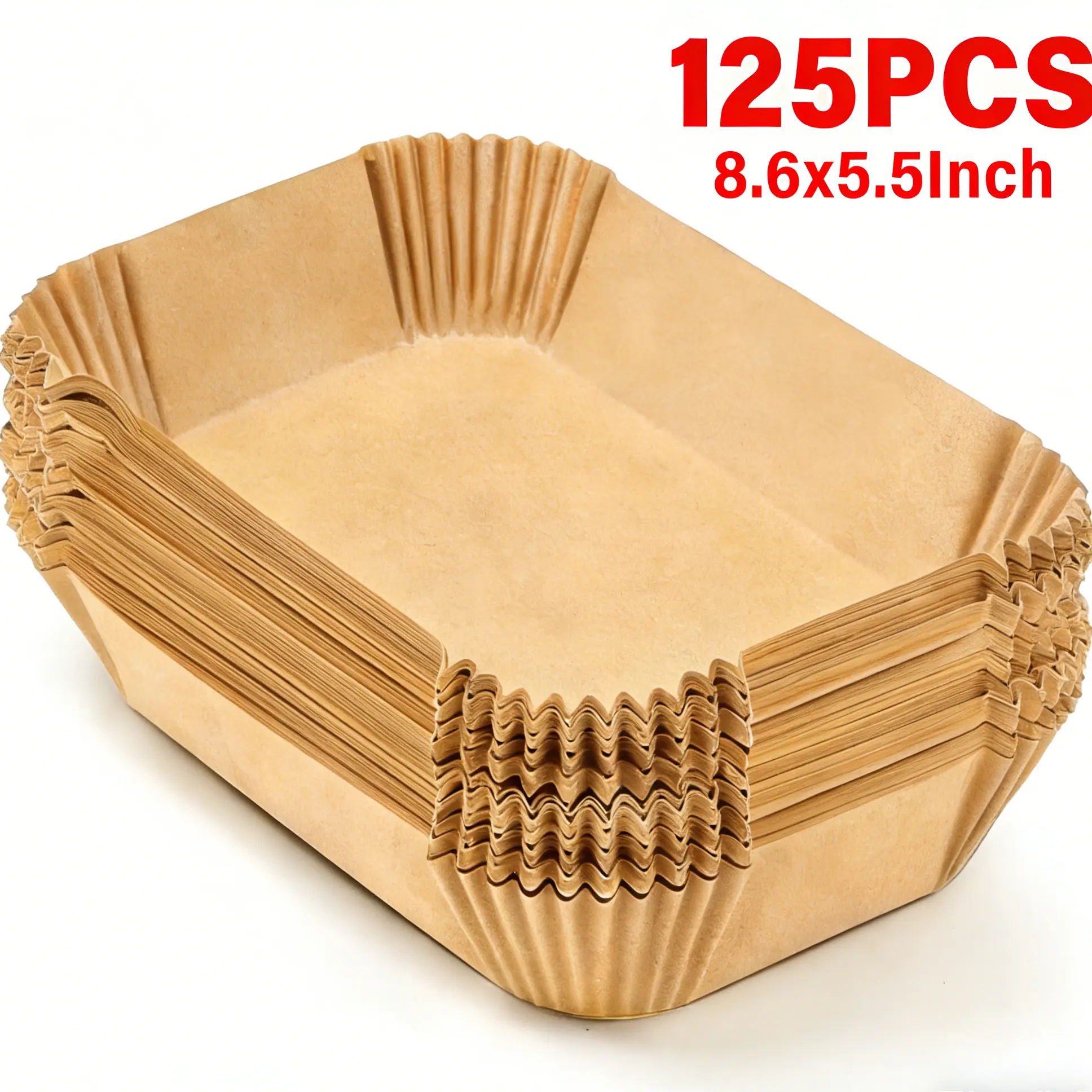 125Pcs rectangular grease blocking air fryer mats, long basket protective liner paper, non-stick sheet, single sheet independent piece, heat stable sheet for leftover warming parchment