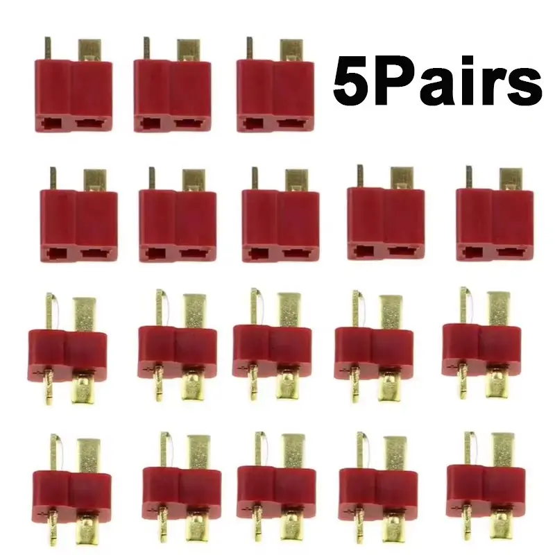 5 Pairs T-Type Plug Male Female Connectors, High Current Drone Battery Connector, RC Model Accessories, Durable & Reliable