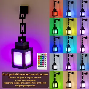 New Minecraft Original Lantern Night Light, 16 Colors RGB Changing LED Gaming Ambient Lamp, USB-C Rechargeable MC Game Themed Decor Light for Bedroom Game Room Gamer Gift