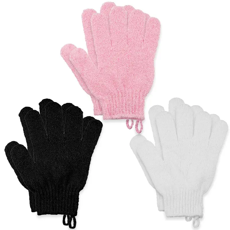 6 Pcs Set Exfoliating Bath Gloves, Five Finger Scrubbing Mitts, Sandpaper Body Scrubber, Colors, Family Use