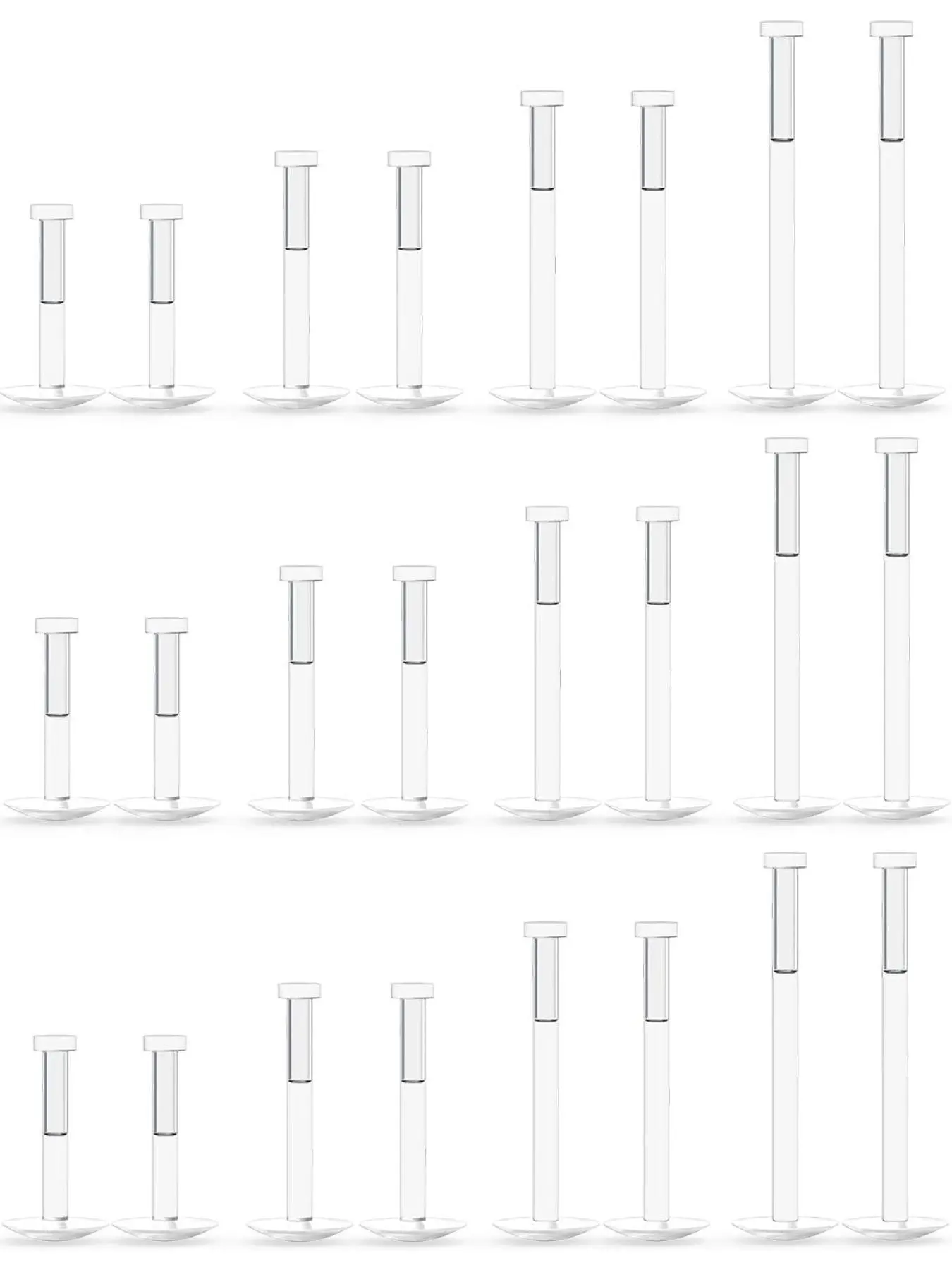 16G Clear Plastic Push in Lip Labret Medusa Monroe Nose Septum Piercing Retainers for Surgery Sport Work Bioflex Flat Back Tragus Helix Catilage Conch Earrings for Women Men 6mm 8mm 10mm 12mm Body Piercing Jewelry Cartilage Helix Piercing