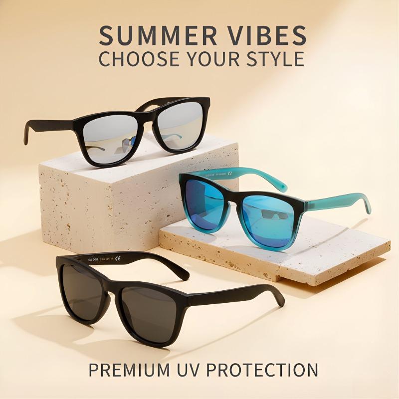 Unisex Summer Vibes Square Polarized Sunglasses, Choose Your Style Premium UV400 Protection Lightweight Mirror Lens Sun Glasses for Men Women Driving Vacation Outdoor Daily Wear