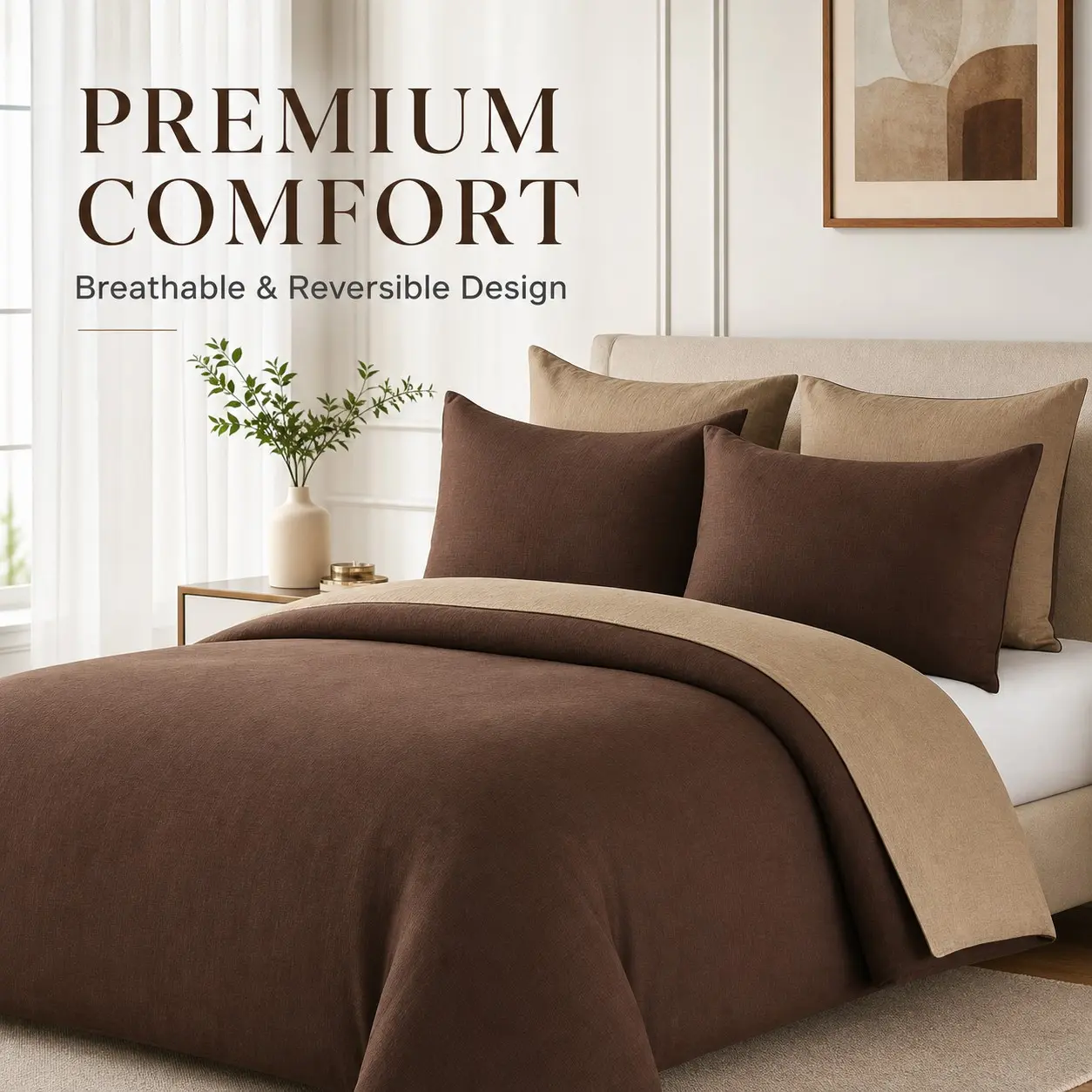 4PC New dark coffee bedding four-piece set(1PC duvet cover+2PC pillowcases+1PC bedsheet), soft to the touch and skin-friendly, can be used in all seasons, As a gift for friends and family, it is both practical and tasteful. Comfy Bed Sets