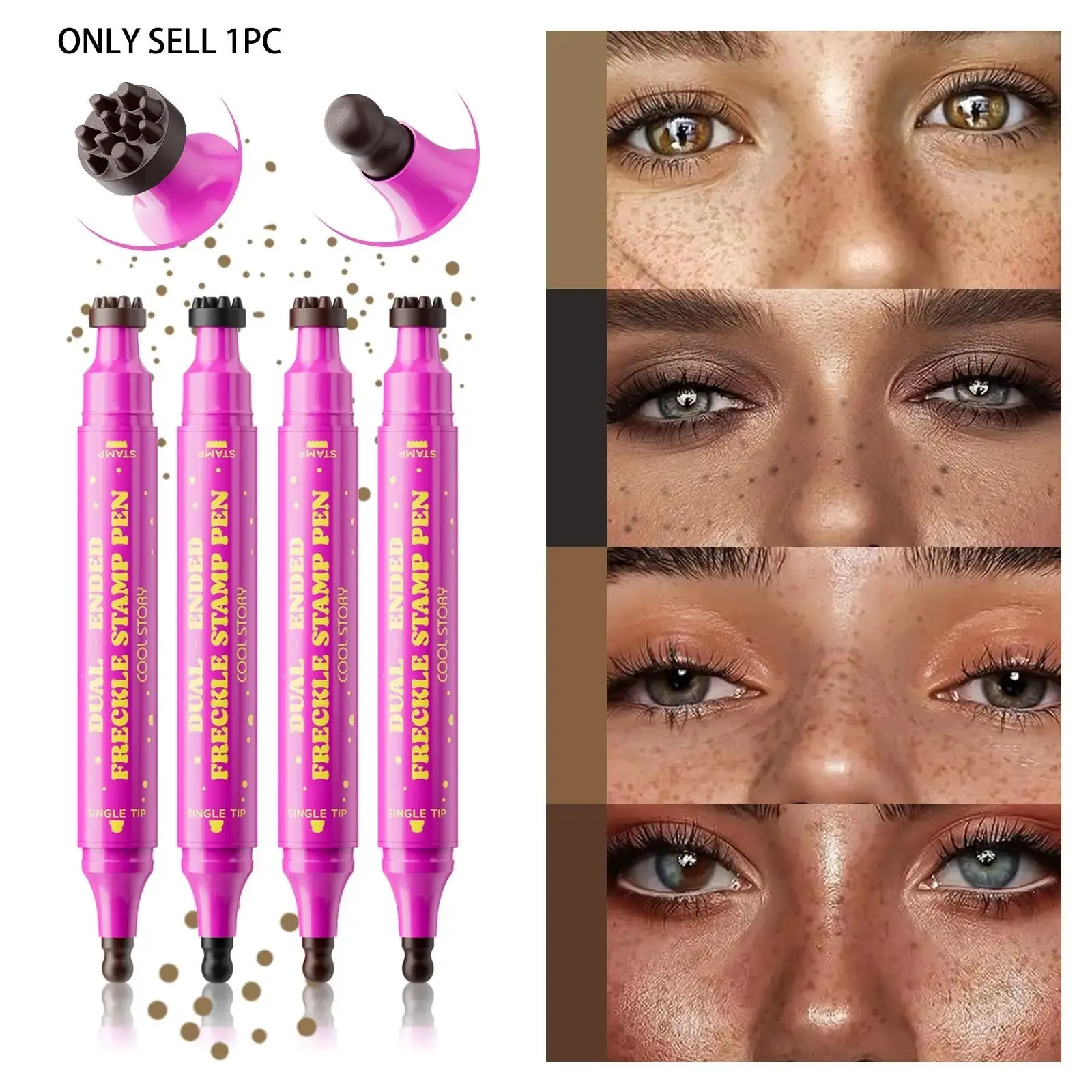 Dual-Ended Freckle Stamp + Eyeliner Pen, Long-Lasting Waterproof Sweatproof, Natural Look, Perfect for Daily Use, Parties, Vacations