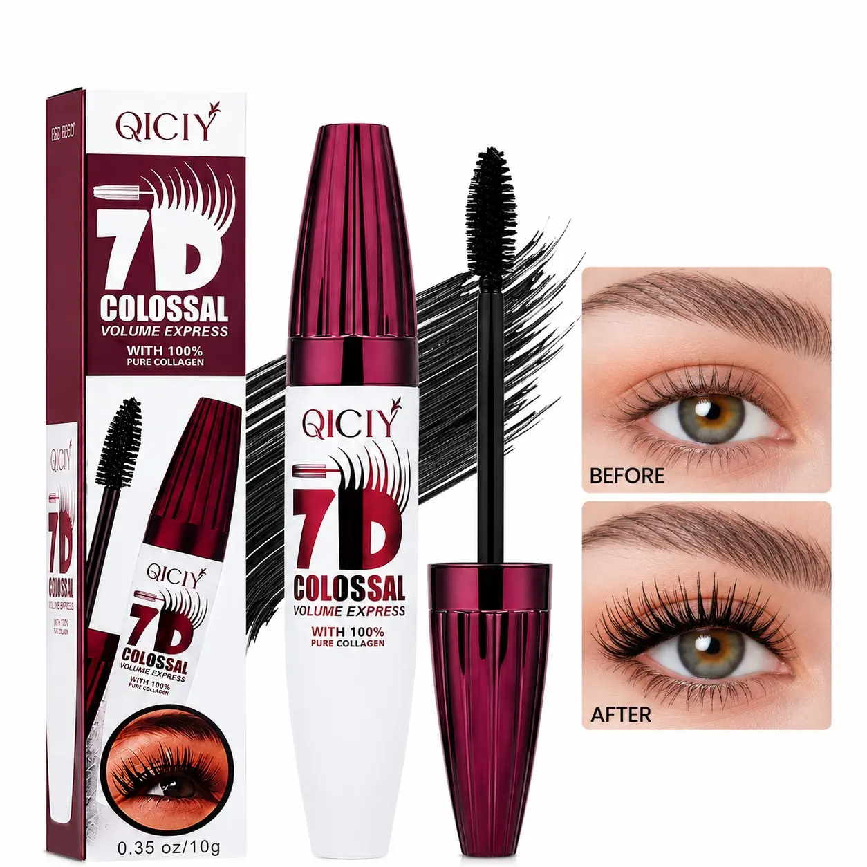 24H Curly Lashes – 7D Volumizing, Lengthening & Curling Mascara, Voluminous Lengthening Mascara, One Time Curl & One Shot Molding, Waterproof Longlasting, Smudge Resistant, Natural Longer Lashes, Beginner Friendly, Easy to Apply, Cruelty Free